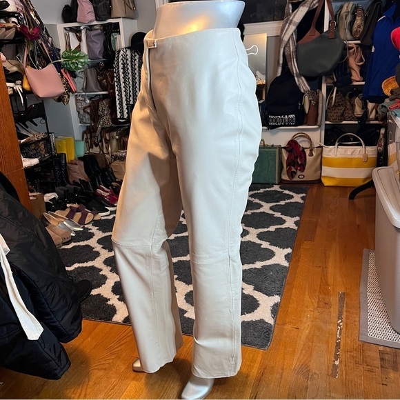Stunning Vintage 90’s TOMMY HILFIGER Cream Soft Leather Slacks - Picture 3 of 8